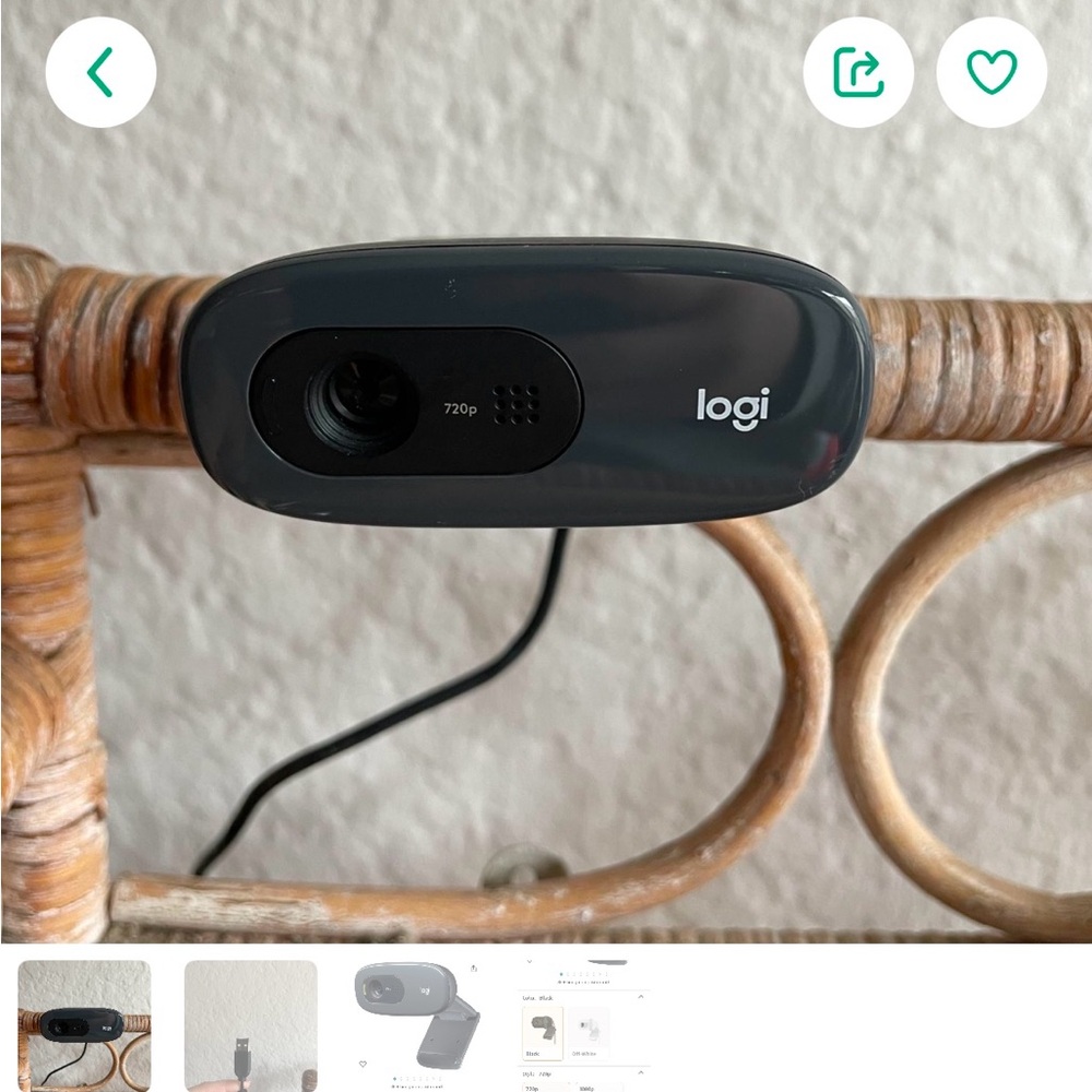 Logitech 720p Webcam - Black